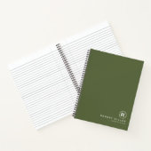 Carnet Monogramme blanc et olive customisé initial (Intérieur)