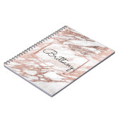 Carnet Monogramme blanc et rose élégant chic de marbre (Côté gauche)