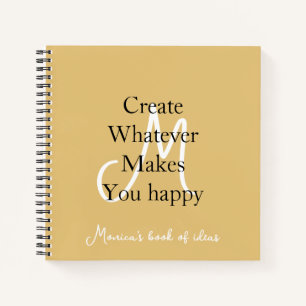 Carnet Monogramme blanc Motivation initiale Noir Or