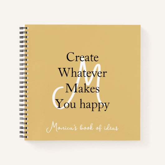 Carnet Monogramme blanc Motivation initiale Noir Or (Devant)
