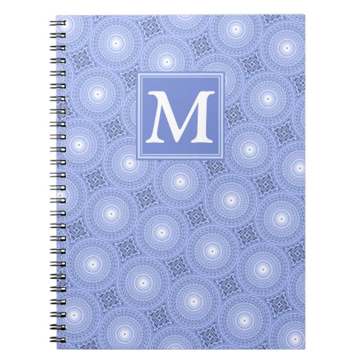 Carnet Monogramme bleu cercles motif (Devant)