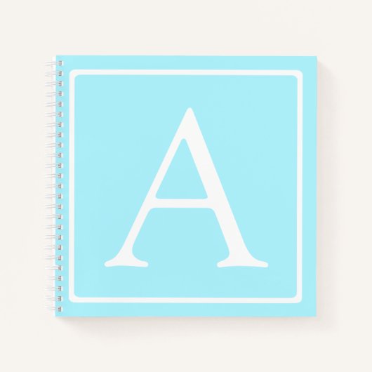 Carnet Monogramme bleu ciel simple (Devant)