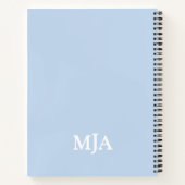 Carnet Monogramme bleu clair 3 lettres Initiales moderne (Dos)