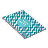Carnet Monogramme bleu de coutume de Chevron (Côté Droit)