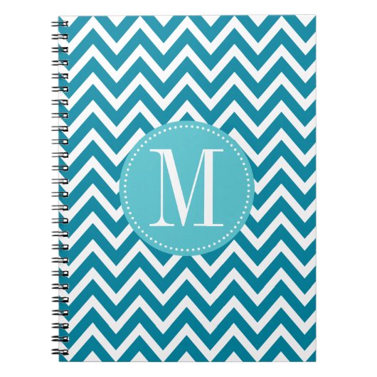 Carnet Monogramme bleu de coutume de Chevron (Devant)
