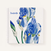 Carnet Monogramme bleu Irises (Devant)