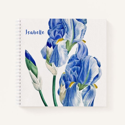Carnet Monogramme bleu Irises (Devant)