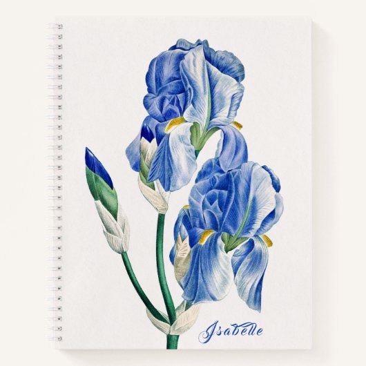 Carnet Monogramme bleu Irises (Devant)