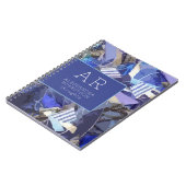 Carnet Monogramme bleu marine abstrait violet rayures bla (Côté gauche)