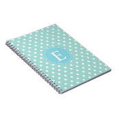 Carnet Monogramme bleu Polka blanc turquoise (Côté Droit)