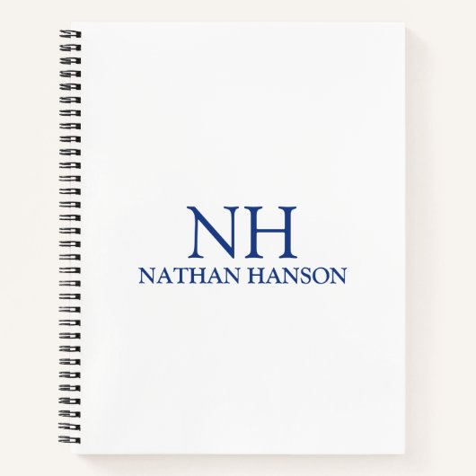Carnet Monogramme bleu simple moderne (Devant)