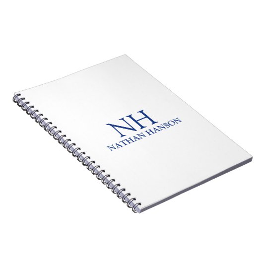 Carnet Monogramme bleu simple moderne (Côté Droit)