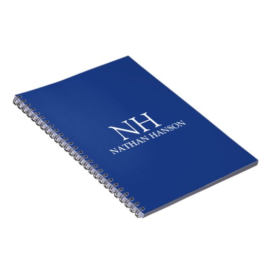 Carnet Monogramme bleu simple moderne (Côté Droit)