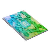 Carnet Monogramme bleu turquoise dégradé vert abstrait (Côté Droit)