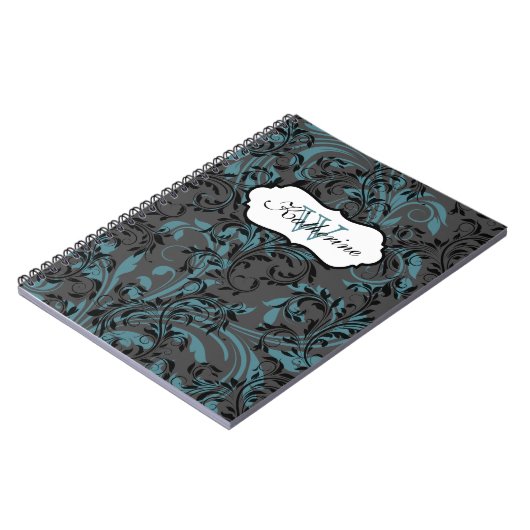 Carnet Monogramme Blue Black Grey Scrolls (Côté gauche)