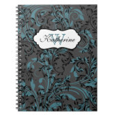 Carnet Monogramme Blue Black Grey Scrolls (Devant)