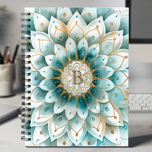 Carnet Monogramme Blue Turquoise or Floral Mandala