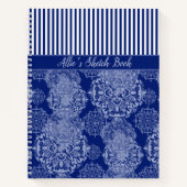 Carnet Monogramme Boho Moody Blues Mandalas and Stripes (Devant)