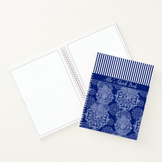Carnet Monogramme Boho Moody Blues Mandalas and Stripes (Intérieur)