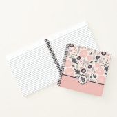 Carnet Monogramme Botanique Motif Floral Gris rose (Intérieur)