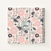 Carnet Monogramme Botanique Motif Floral Gris rose (Dos)