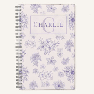 Carnet Monogramme Botanique Personnalisé Spirale pour Ani