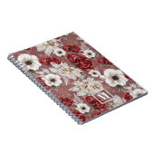 Carnet Monogramme Bourgogne Rose rose motif floral (Côté Droit)