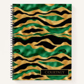 Carnet Monogramme brillant en or vert et en tigre noir (Devant)