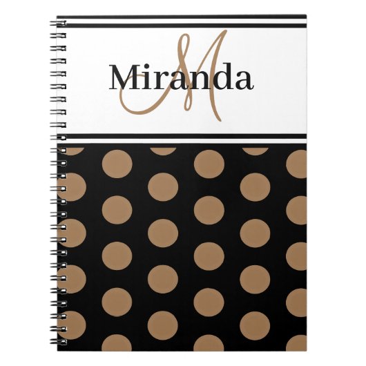 Carnet Monogramme Brown Pois noir blanc (Devant)