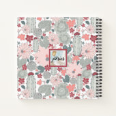 Carnet Monogramme Cactus Monnaie rose Succulents Fleurs (Dos)