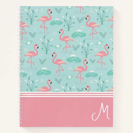 Carnet Monogramme cadeau Flamant rose personnalisé (Devant)