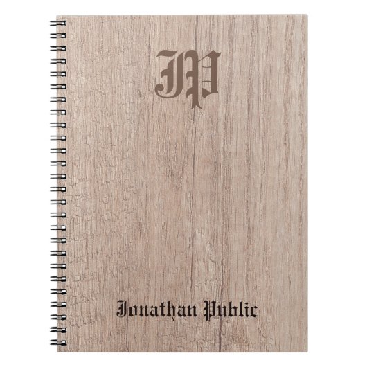 Carnet Monogramme calciné de style ancien Modèle bois (Devant)
