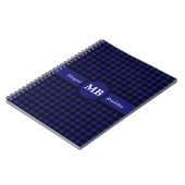 Carnet Monogramme carreaux bleu moderne (Côté gauche)