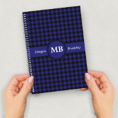 Carnet Monogramme carreaux bleu moderne
