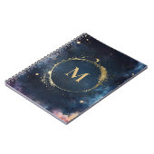 Carnet Monogramme céleste Blue Gold Galaxy Sky Planètes (Côté gauche)