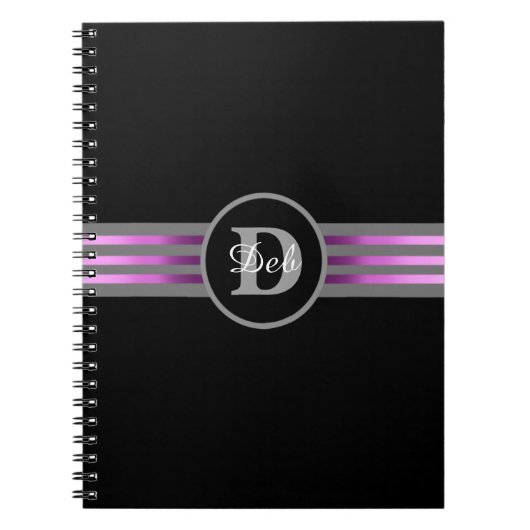 Carnet Monogramme Cercle Silhouette Gris et Noir (Devant)