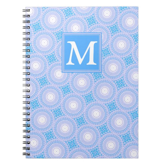 Carnet Monogramme Cercles bleu électrique motif (Devant)