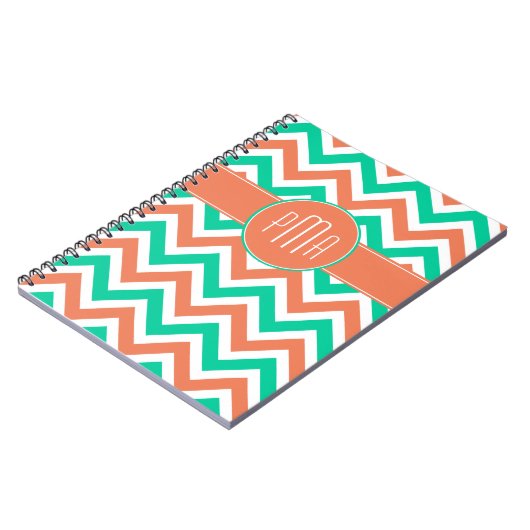 Carnet Monogramme Chevron Stripes Été Moderne (Côté gauche)