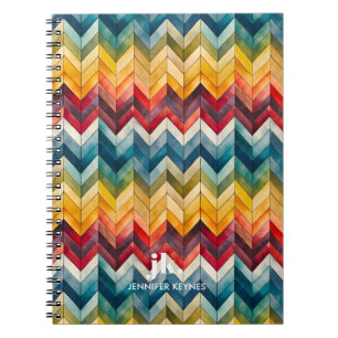 Carnet Monogramme Chevron vintage coloré