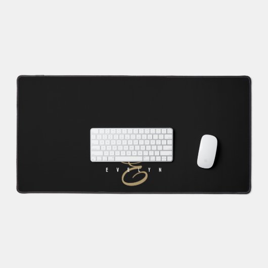 Carnet Monogramme Chic noir et or Script (Clavier et souris)