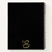 Carnet Monogramme Chic noir et or Script (Dos)