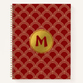 Carnet Monogramme chinois traditionnel rouge et or Motif (Devant)