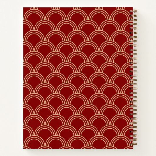 Carnet Monogramme chinois traditionnel rouge et or Motif (Dos)