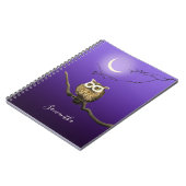 Carnet Monogramme Chouette de nuit Lune Bleu foncé Petit  (Côté gauche)