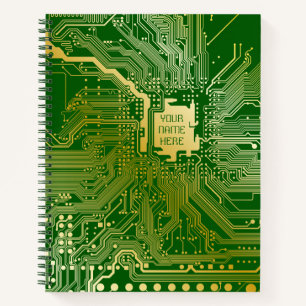 Carnet Monogramme Circuit Motherboard Electronique Chip T