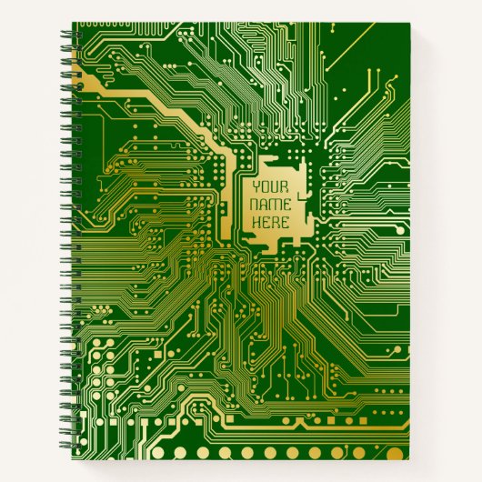 Carnet Monogramme Circuit Motherboard Electronique Chip T (Devant)