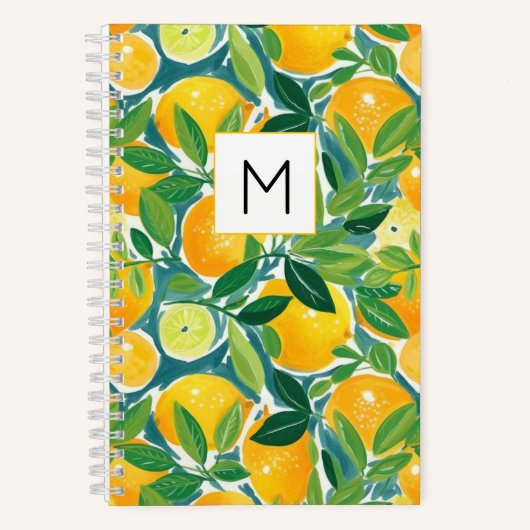 Carnet Monogramme citron INITIAL Fun frais coloré (Recto)