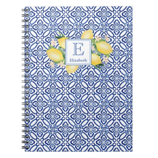 Carnet Monogramme Citrons d'inspiration italienne Carreau (Devant)