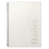 Carnet Monogramme Classic Élégant Minimal Ivory Blanc Nom (Devant)