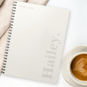Carnet Monogramme Classic Élégant Minimal Ivory Blanc Nom